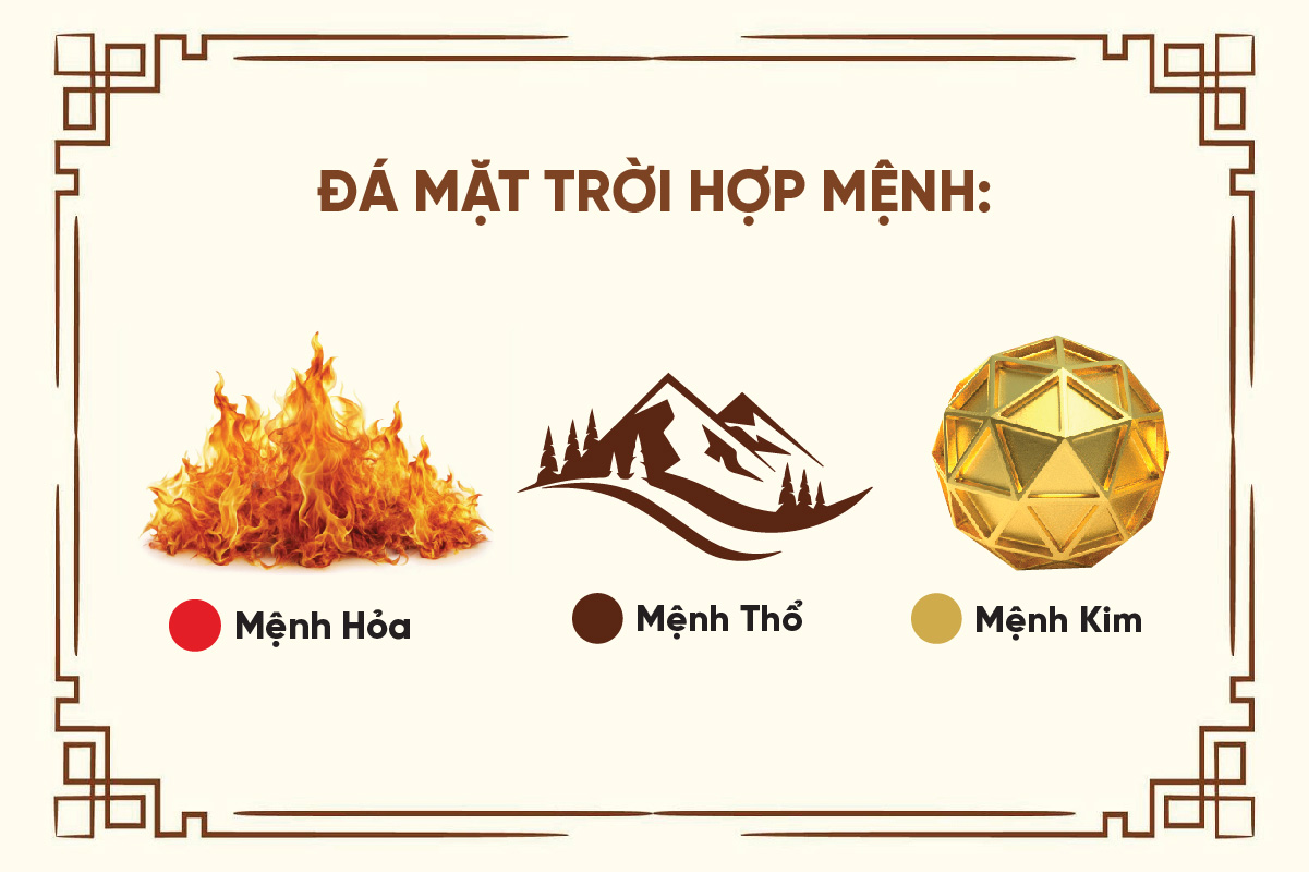 Đá mặt trời hợp mệnh hỏa mệnh thổ và mệnh kim