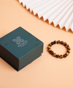 HUYỀN THIÊN BẢO | Vòng Đá Mắt Hổ Vàng Nâu Hạt Trơn