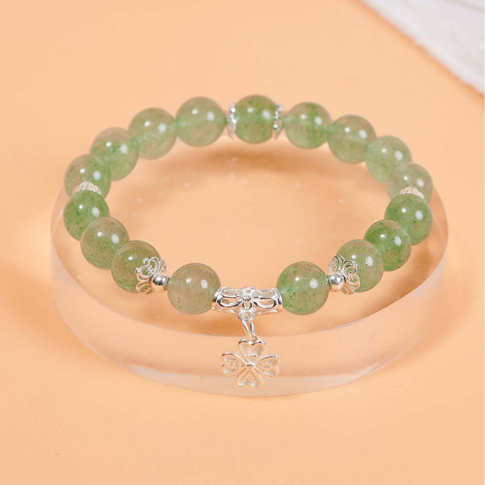 vòng thạch anh dâu tây xanh cỏ 4 lá