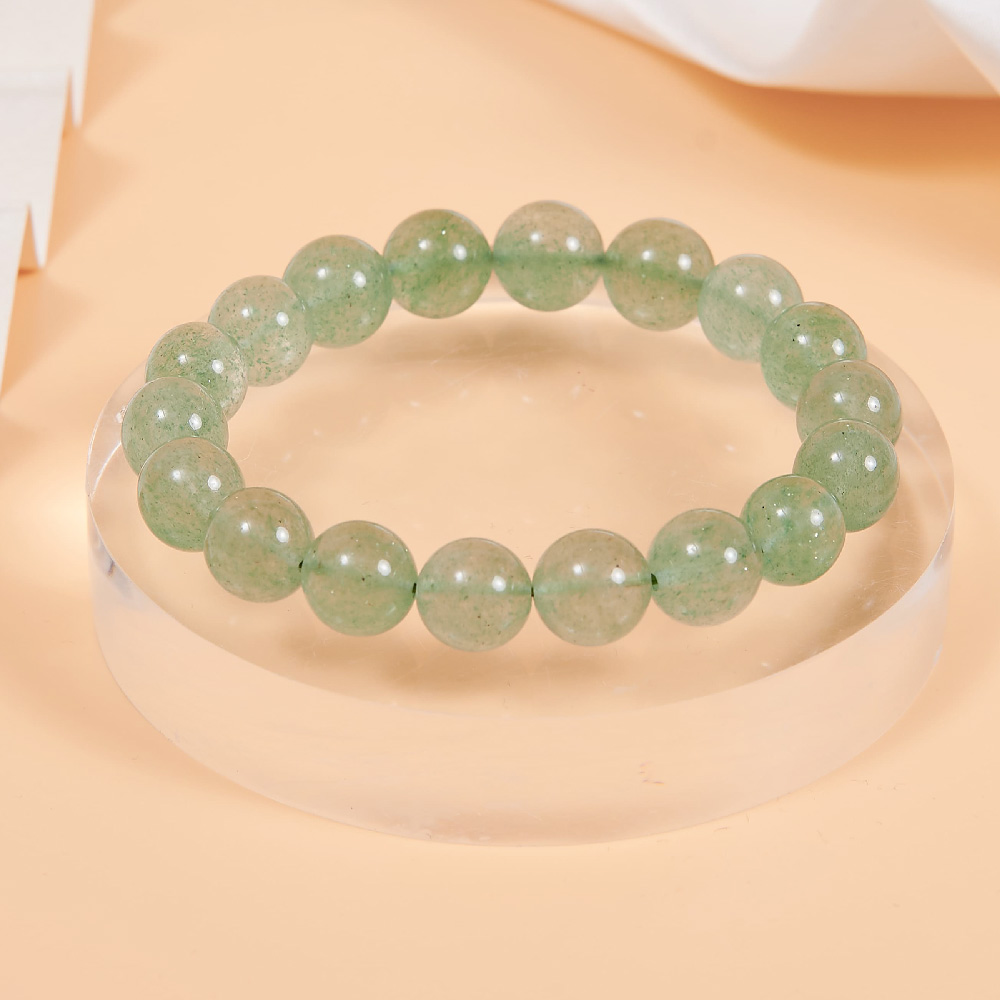 HUYỀN THIÊN BẢO | Vòng thạch anh dâu tây xanh hạt trơn HUYỀN THIÊN BẢO | Vòng thạch anh dâu tây xanh hạt trơn