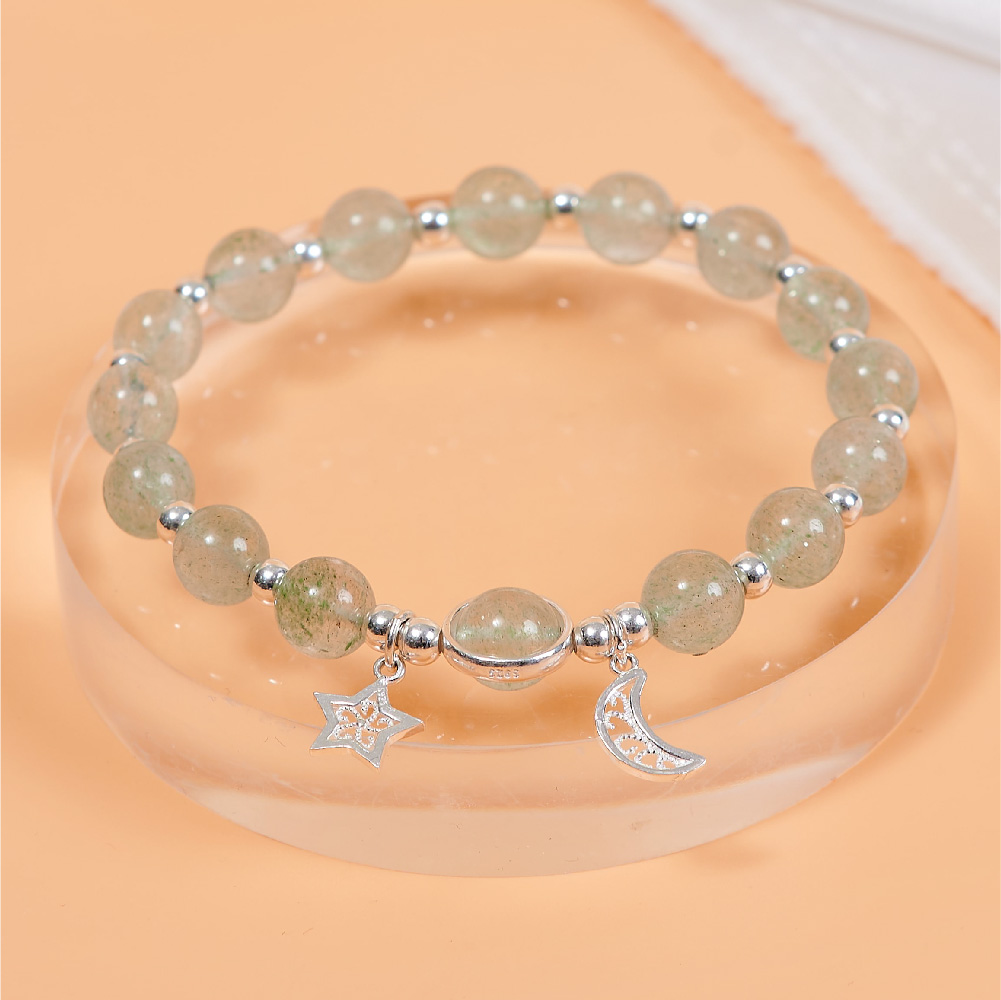 vòng thạch anh dâu tây xanh trăng sao