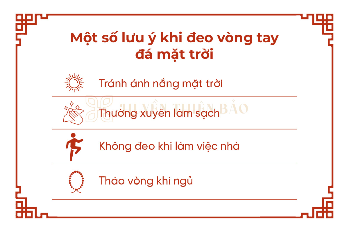 Một số lưu ý khi đeo vòng tay đá mặt trời