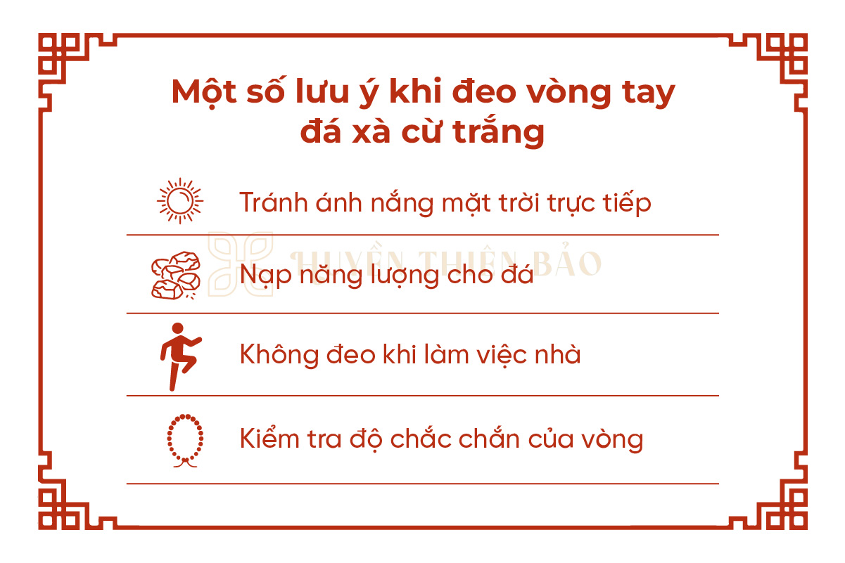 Một số lưu ý khi đeo vòng tay đá xà cừ trắng