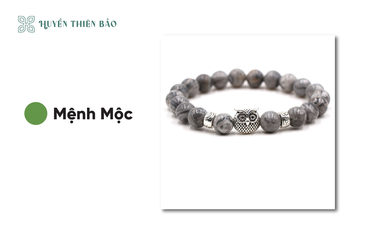 Vòng tay đá xà cừ trắng phù hợp với mệnh mộc