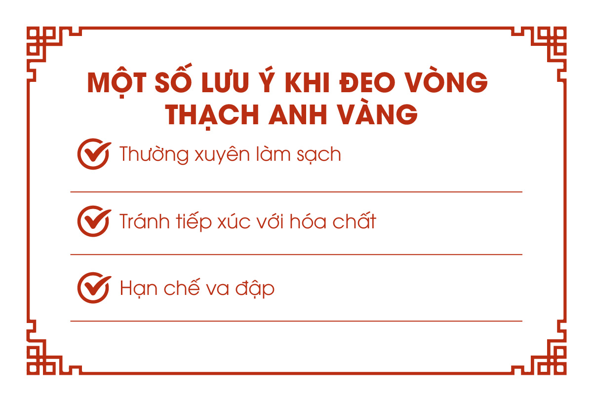Một số lưu ý khi đeo vòng tay thạch anh vàng