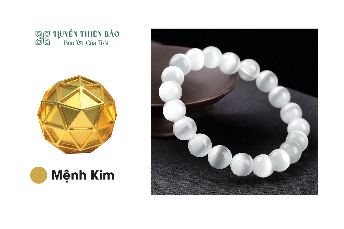 Vòng ngọc bích màu trắng và vàng: Phù hợp với người mệnh kim