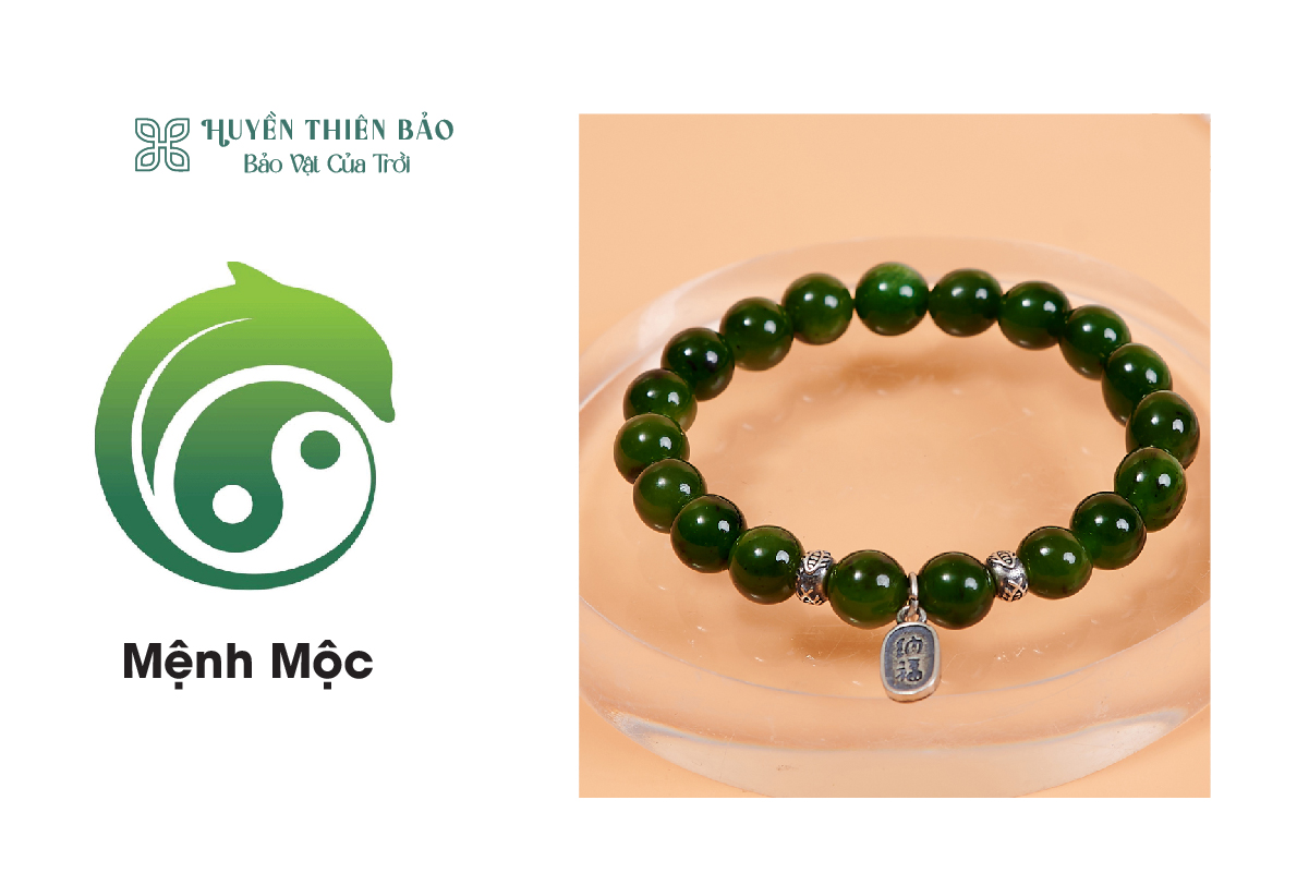 Vòng ngọc bích màu xanh lá: Phù hợp với người mệnh mộc