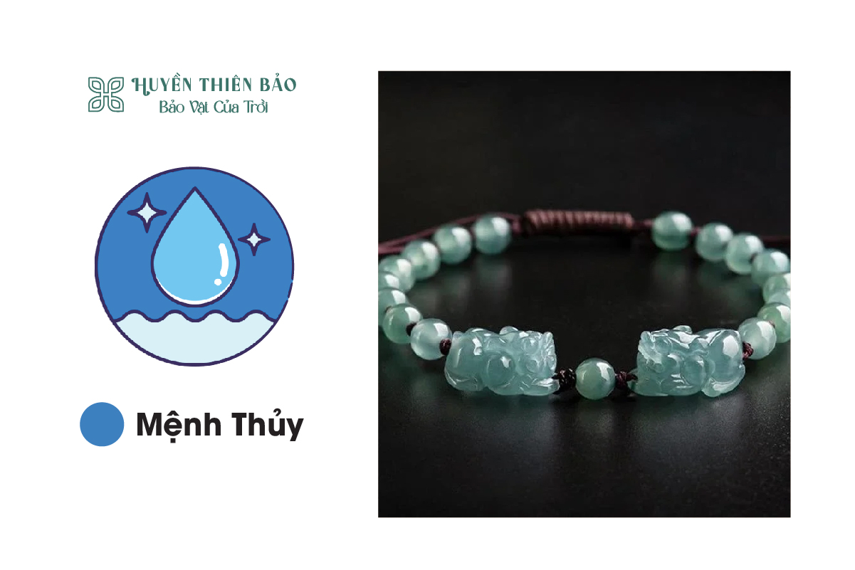 Vòng ngọc bích màu xanh dương: Phù hợp với người mệnh thủy