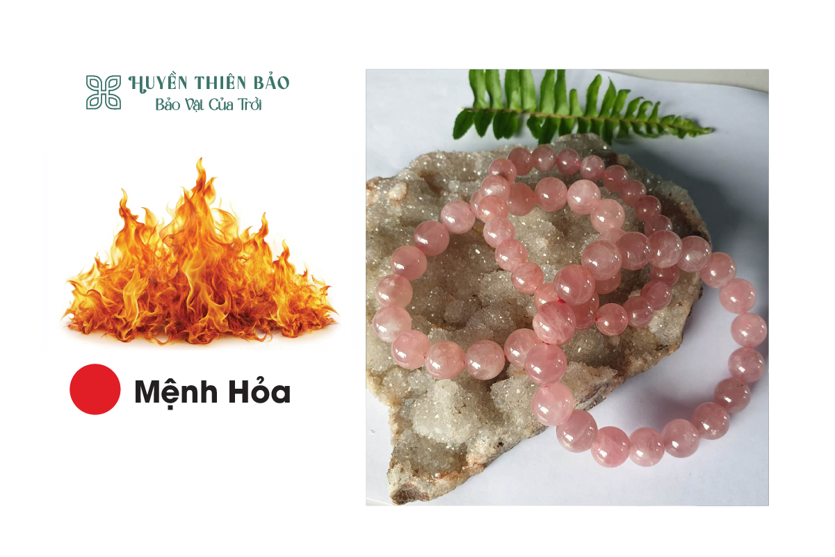 Vòng thạch anh hồng: Phù hợp với mệnh hỏa
