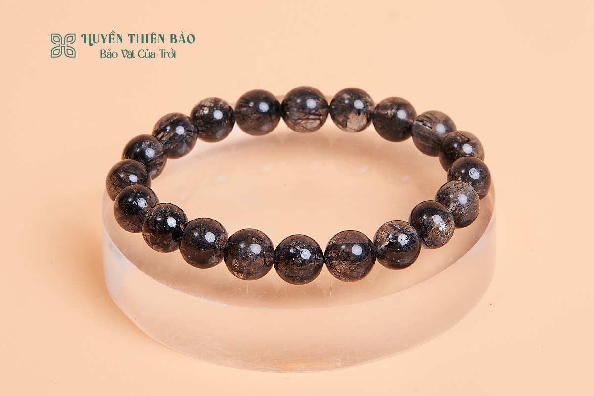 Vòng thạch anh tóc đen hạt trơn