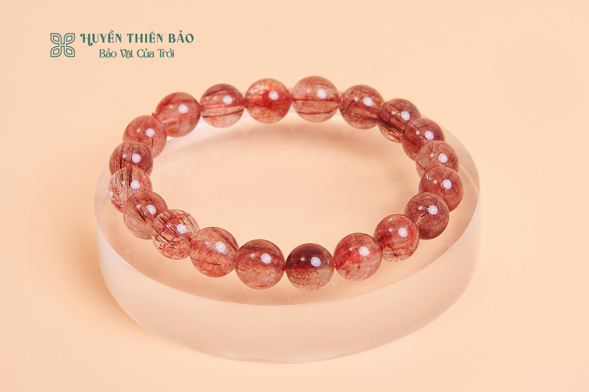 Vòng thạch anh tóc đỏ hạt trơn