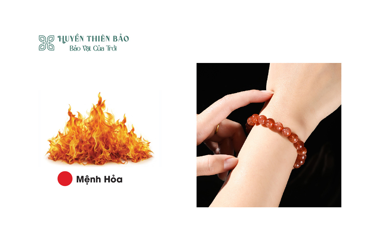 Vòng thạch anh tóc đỏ: Phù hợp với người mệnh hỏa