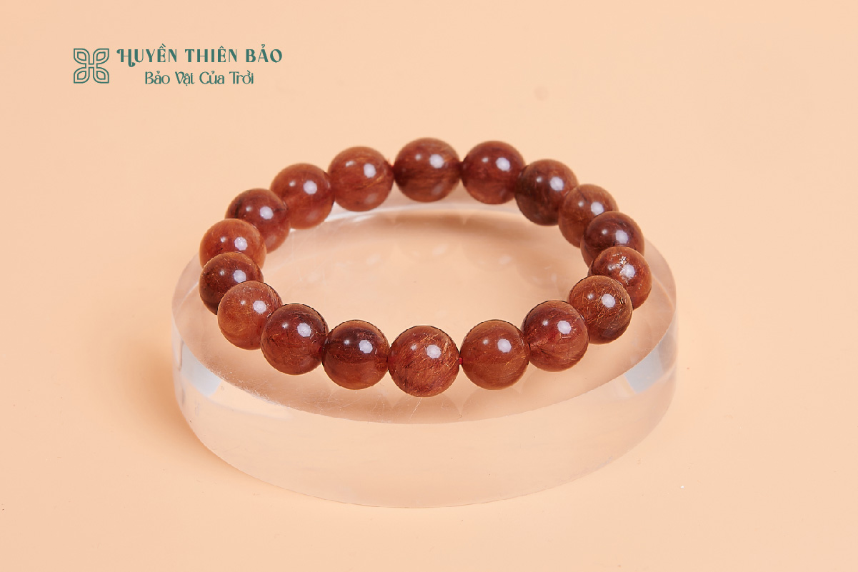 Vòng thạch anh tóc nâu hạt trơn