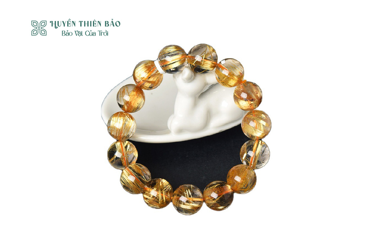Vòng thạch anh tóc vàng hạt trơn