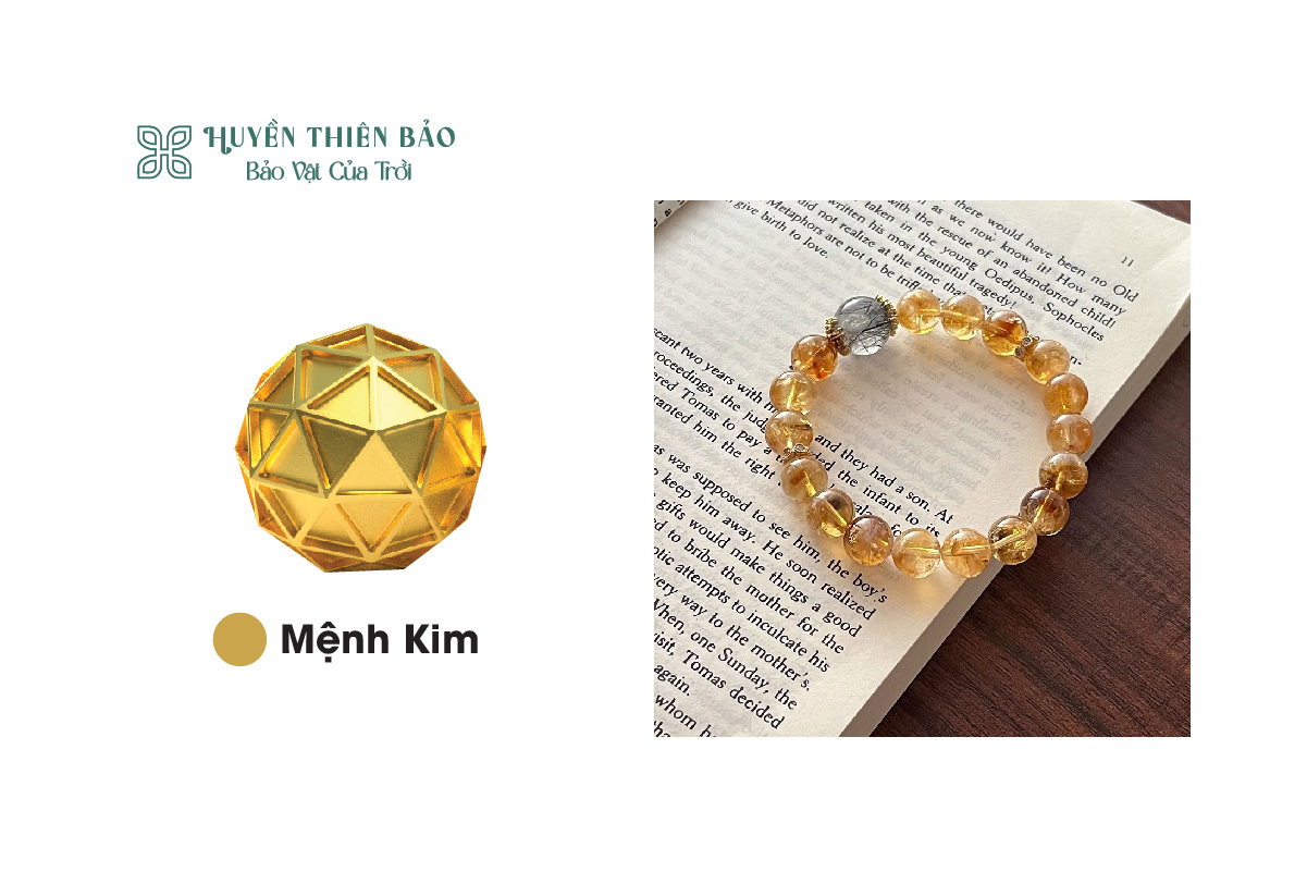 Vòng thạch anh tóc vàng: Phù hợp với mệnh kim