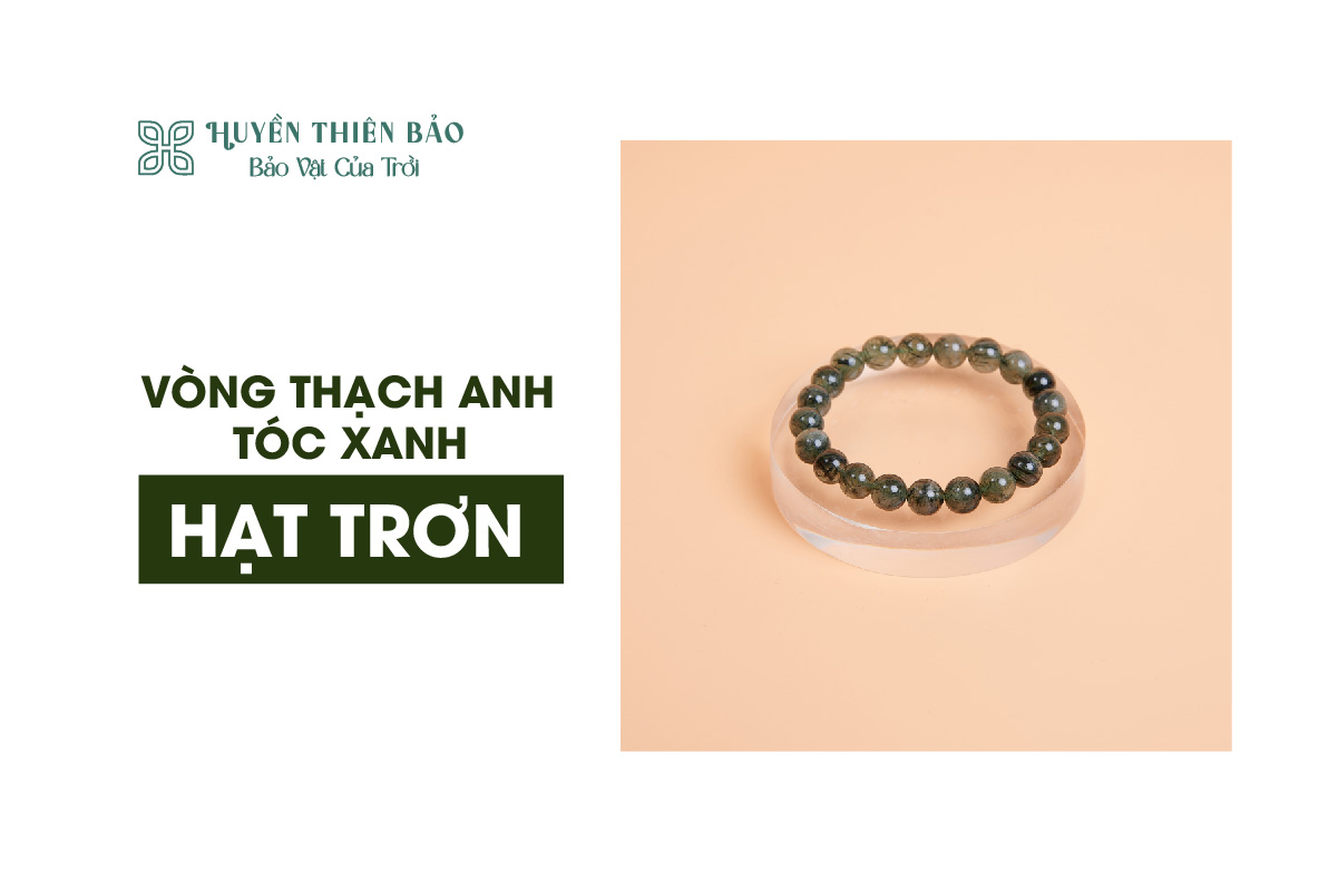 Vòng thạch anh tóc xanh hạt trơn 