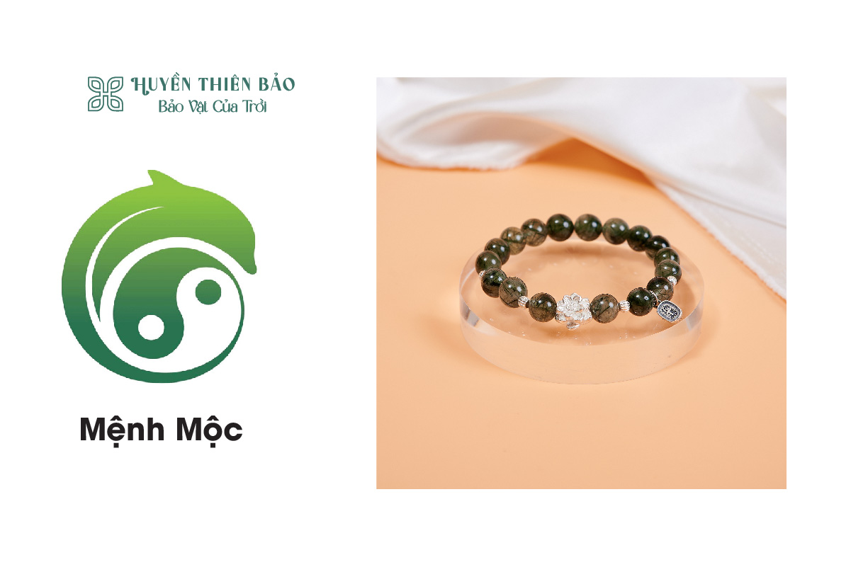 Vòng thạch anh tóc xanh: Phù hợp với người mệnh mộc