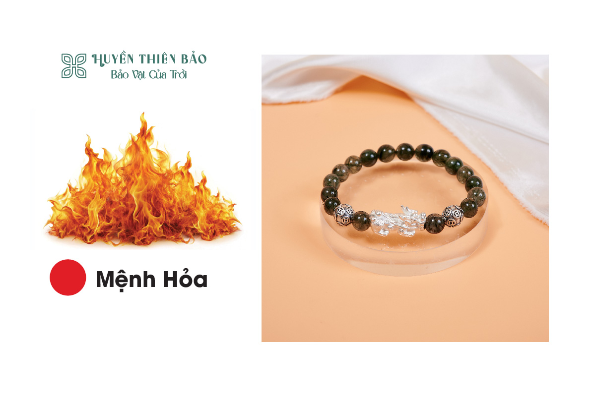 Vòng thạch anh tóc xanh: Phù hợp với người mệnh hỏa