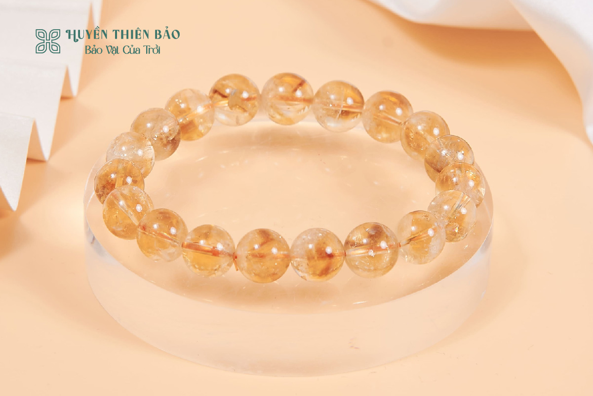 Vòng thạch anh vàng hạt trơn