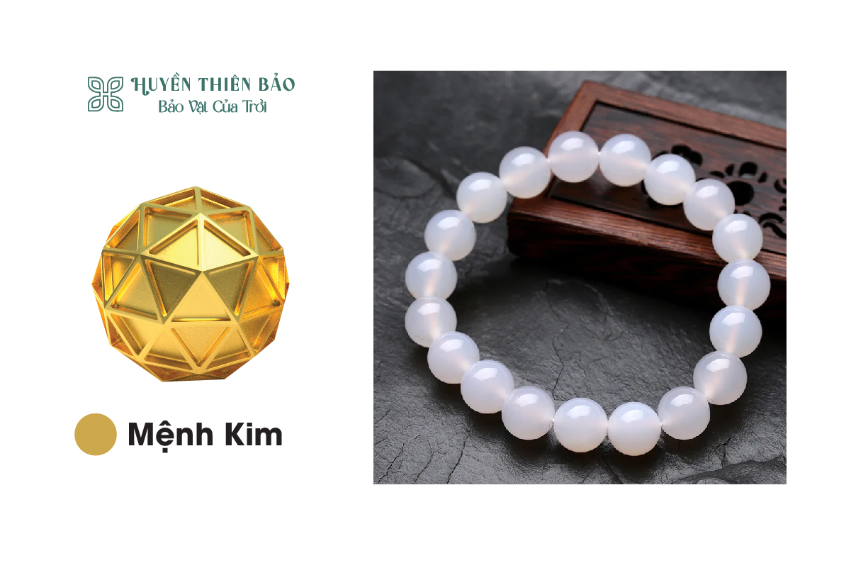 Vòng tourmaline màu trắng và vàng: Phù hợp với người mệnh kim