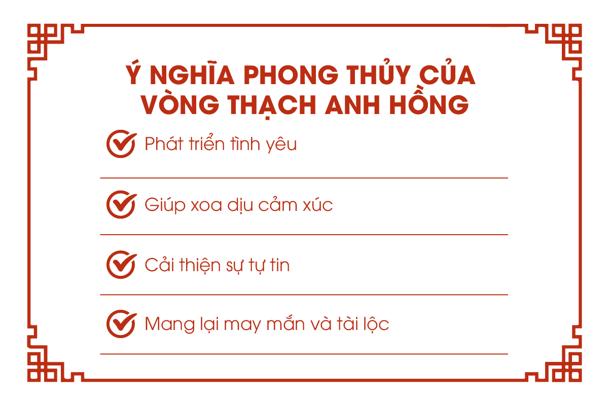 Ý nghĩa phong thủy của vòng thạch anh hồng