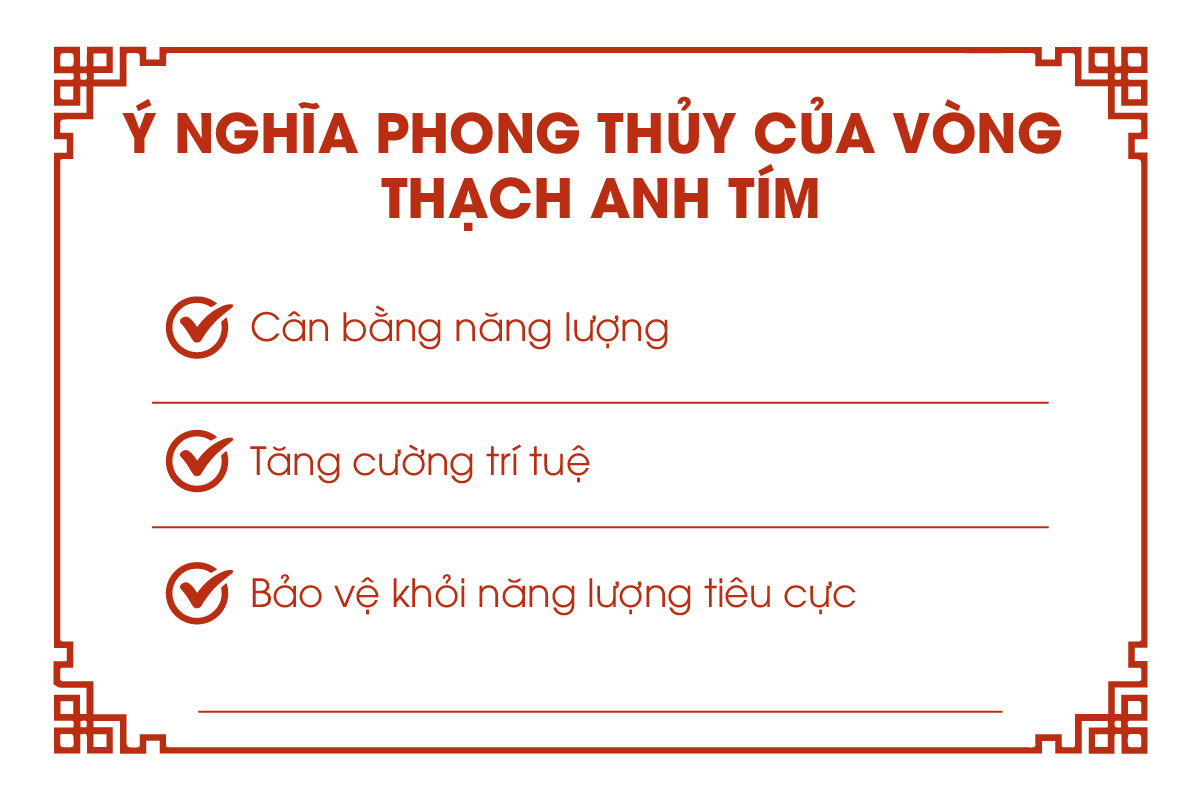Ý nghĩa phong thủy của vòng thạch anh tím