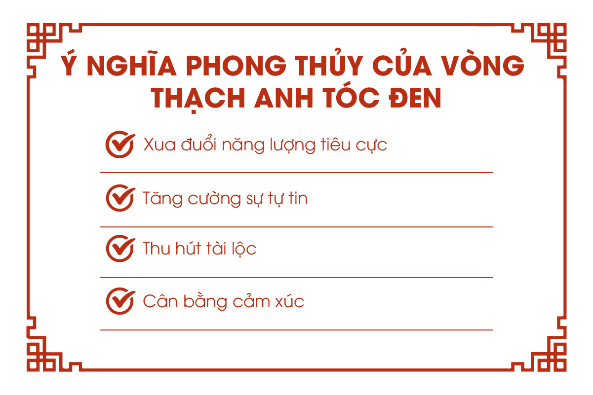 Ý nghĩa phong thủy của vòng thạch anh tóc đen